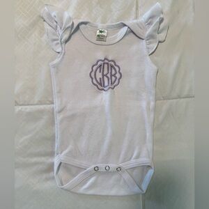 White Baby Onesie with Monogram